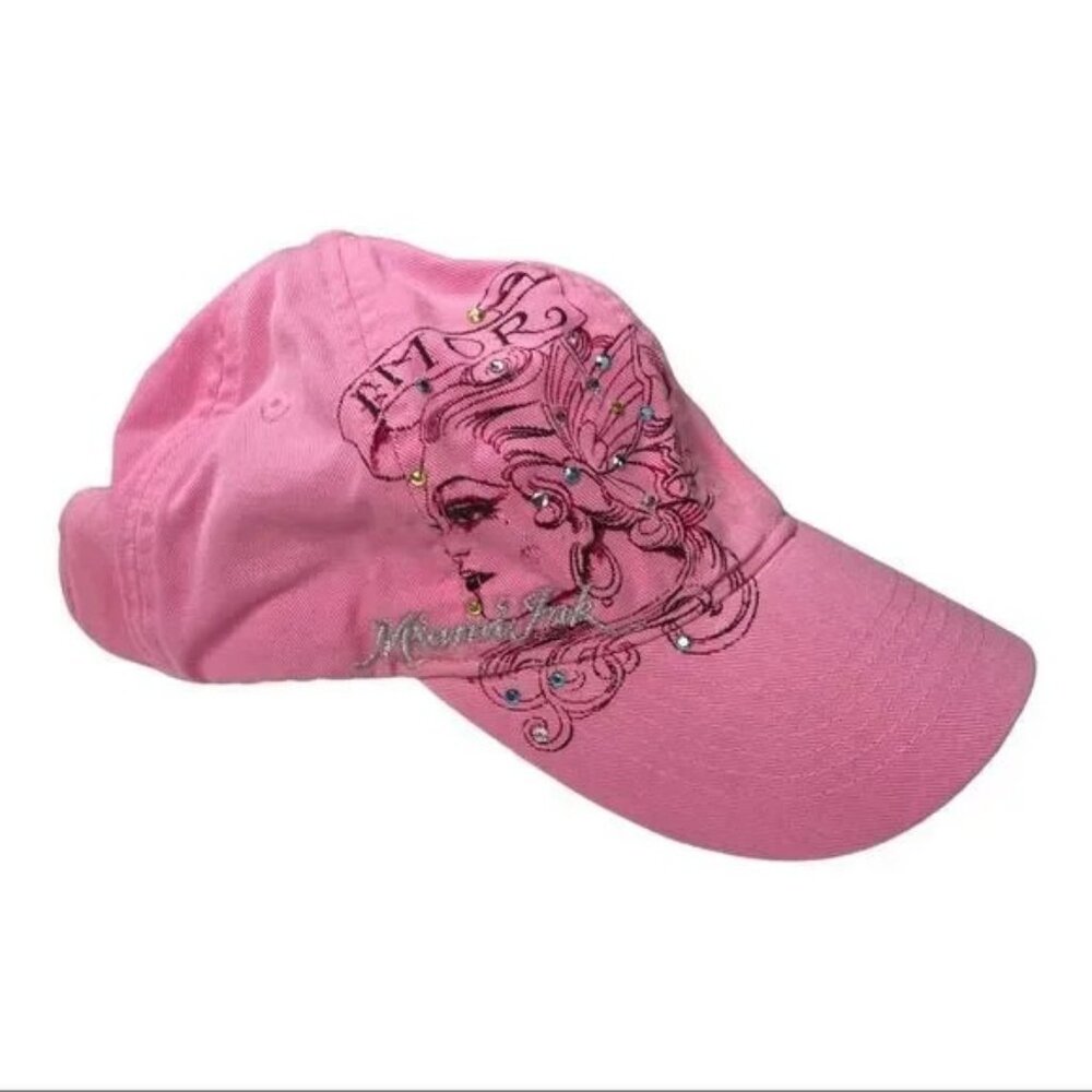 BIO-DOMES HEADGEAR MIAMI INK WOMEN'S 2008 PINK BEJEWELED BASEBALL HAT OS